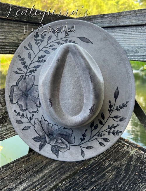 Grey Flower Fedora